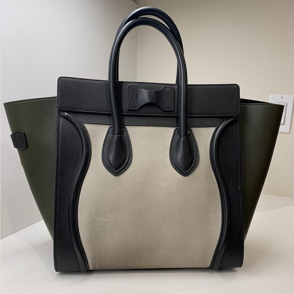 Celine Tri-Color Leather Mini Luggage Tote - Picture 3 of 6